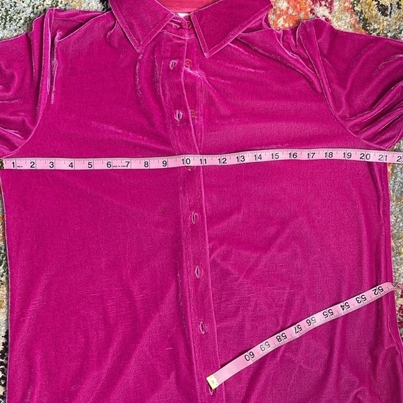 Soft Surroundings Magenta Pink Velvet Long Sleeve Top Size Petite Medium - Picture 5 of 6